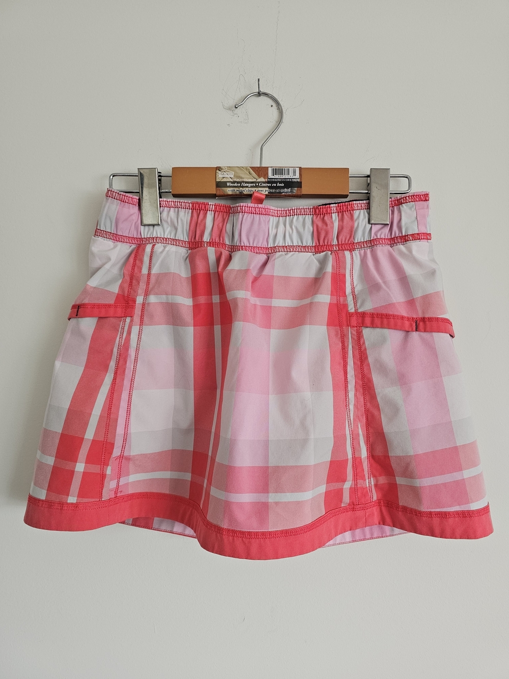 lululemon athletica Pink Plaid Mini Skirt with Coral Trim